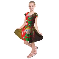 Christmas Wreath Ball Decoration Kids  Short Sleeve Dress