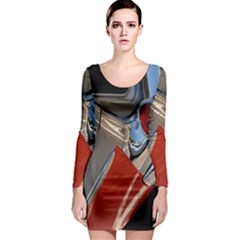 Classic Car Design Vintage Restored Long Sleeve Bodycon Dress by Nexatart