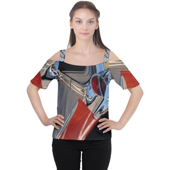 Classic Car Design Vintage Restored Women s Cutout Shoulder Tee