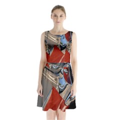 Classic Car Design Vintage Restored Sleeveless Chiffon Waist Tie Dress by Nexatart