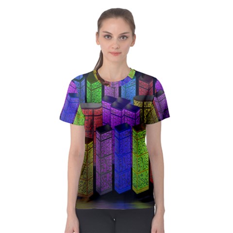 City Metropolis Sea Of Light Women s Sport Mesh Tee by Nexatart