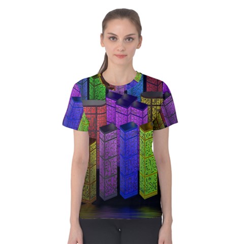 City Metropolis Sea Of Light Women s Cotton Tee by Nexatart