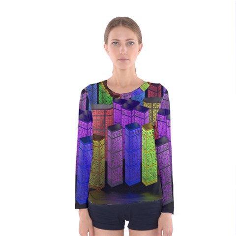 City Metropolis Sea Of Light Women s Long Sleeve Tee by Nexatart