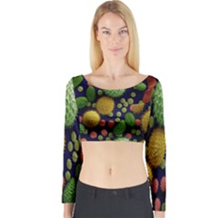 Colorized Pollen Macro View Long Sleeve Crop Top by Nexatart