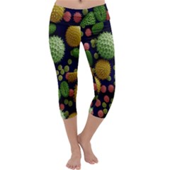 Colorized Pollen Macro View Capri Yoga Leggings