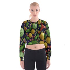 Colorized Pollen Macro View Women s Cropped Sweatshirt by Nexatart