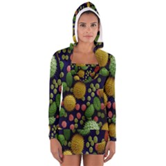 Colorized Pollen Macro View Women s Long Sleeve Hooded T-shirt by Nexatart