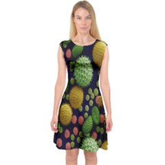 Colorized Pollen Macro View Capsleeve Midi Dress