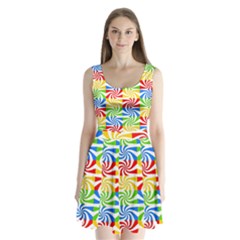 Colorful Abstract Creative Split Back Mini Dress 