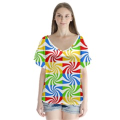 Colorful Abstract Creative Flutter Sleeve Top