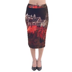 Clifton Mill Christmas Lights Velvet Midi Pencil Skirt