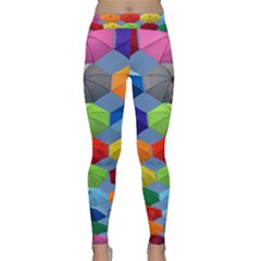 Color Umbrella Blue Sky Red Pink Grey And Green Folding Umbrella Painting Classic Yoga Leggings by Nexatart