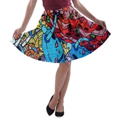 Colorful Graffiti Art A-line Skater Skirt