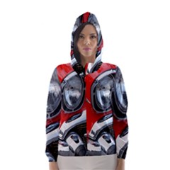 Classic Car Red Automobiles Hooded Wind Breaker (women)