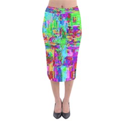 Compression Pattern Generator Velvet Midi Pencil Skirt