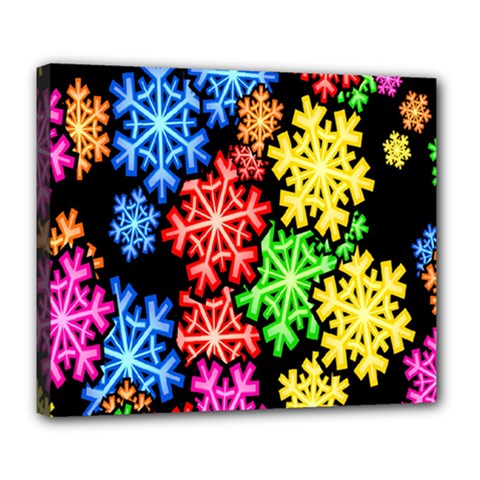 Colourful Snowflake Wallpaper Pattern Deluxe Canvas 24  X 20  