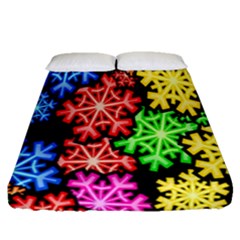 Colourful Snowflake Wallpaper Pattern Fitted Sheet (queen Size)