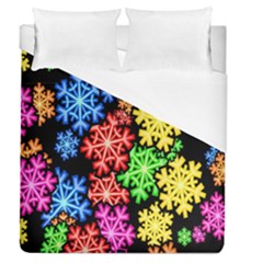 Colourful Snowflake Wallpaper Pattern Duvet Cover (queen Size)