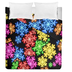 Colourful Snowflake Wallpaper Pattern Duvet Cover Double Side (queen Size)