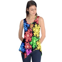 Colourful Snowflake Wallpaper Pattern Sleeveless Tunic by Nexatart