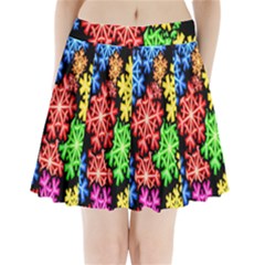 Colourful Snowflake Wallpaper Pattern Pleated Mini Skirt