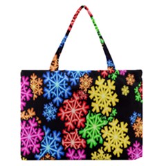 Colourful Snowflake Wallpaper Pattern Medium Zipper Tote Bag