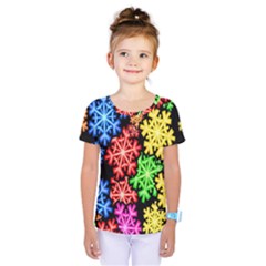 Colourful Snowflake Wallpaper Pattern Kids  One Piece Tee