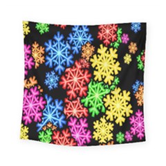 Colourful Snowflake Wallpaper Pattern Square Tapestry (small)