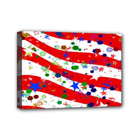 Confetti Star Parade Usa Lines Mini Canvas 7  X 5  by Nexatart