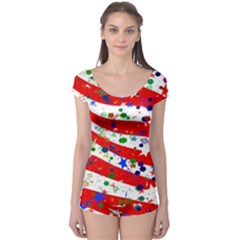 Confetti Star Parade Usa Lines Boyleg Leotard  by Nexatart