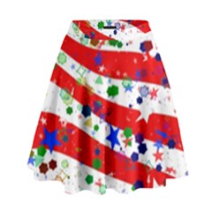 Confetti Star Parade Usa Lines High Waist Skirt by Nexatart