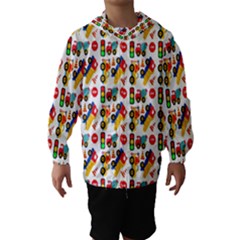 Construction Pattern Background Hooded Wind Breaker (kids) by Nexatart