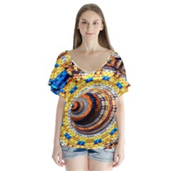 Complex Fractal Chaos Grid Clock Flutter Sleeve Top