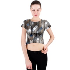 Cube Design Background Modern Crew Neck Crop Top