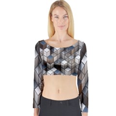 Cube Design Background Modern Long Sleeve Crop Top