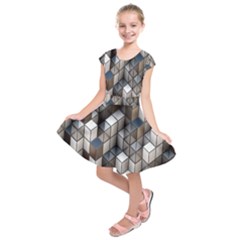 Cube Design Background Modern Kids  Short Sleeve Dress