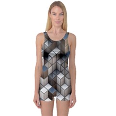 Cube Design Background Modern One Piece Boyleg Swimsuit by Nexatart