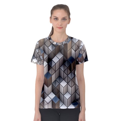 Cube Design Background Modern Women s Sport Mesh Tee by Nexatart