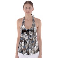 Cube Design Background Modern Babydoll Tankini Top by Nexatart