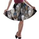 Cube Design Background Modern A-line Skater Skirt View1