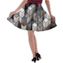 Cube Design Background Modern A-line Skater Skirt View2