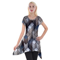 Cube Design Background Modern Short Sleeve Side Drop Tunic