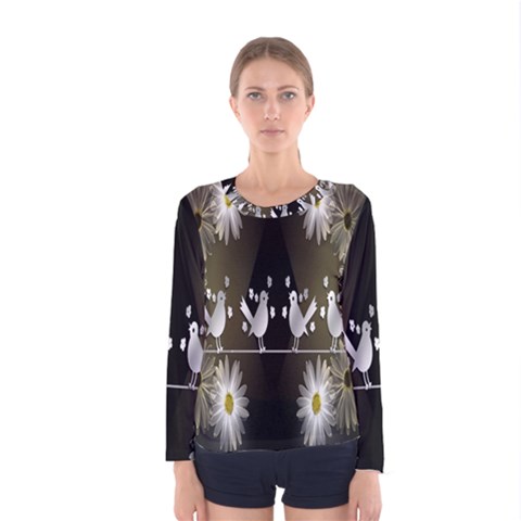 Daisy Bird  Women s Long Sleeve Tee by Nexatart