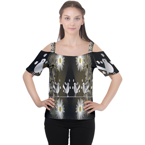 Daisy Bird  Women s Cutout Shoulder Tee by Nexatart