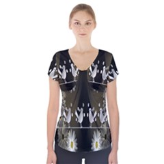 Daisy Bird  Short Sleeve Front Detail Top by Nexatart