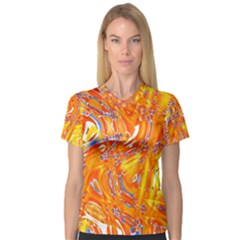 Crazy Patterns In Yellow Women s V-neck Sport Mesh Tee