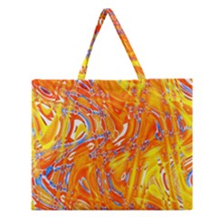 Crazy Patterns In Yellow Zipper Large Tote Bag