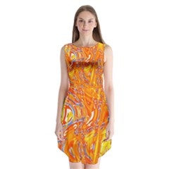 Crazy Patterns In Yellow Sleeveless Chiffon Dress  