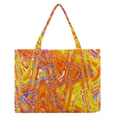 Crazy Patterns In Yellow Medium Zipper Tote Bag