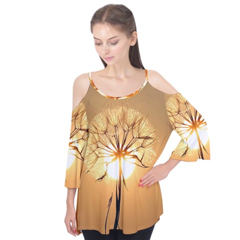 Dandelion Sun Dew Water Plants Flutter Tees by Nexatart